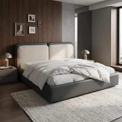 เตียงนอนบุนุ่มสไตล์มินิมอล (Minimalist Upholstered Bed) ดีไซน์ทูโทน อบอุ่น แข็งแรงทนทาน มีให้เลือก 3 ขนาด BR3013 BR3014 และBR3015