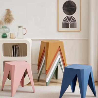 สตูลมินิมอลทรงเรขาคณิต สีขาว | Modern Geometric Stool
