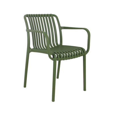 เก้าอี้พลาสติกมีพนักแขน รุ่น Verde Slat สีเขียว (Stackable Outdoor Chair)