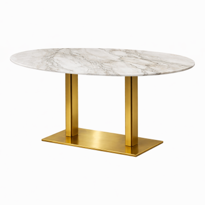 โต๊ะอาหารหินอ่อน Adele | โต๊ะอาหารหรู ขาทอง โมเดิร์น สั่งทำตามขนาด