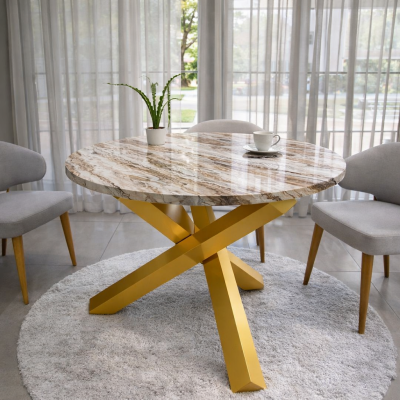 โต๊ะอาหารหินขาวล้วน รุ่น EMMA โต๊ะอาหารสไตล์มินิมอล โมเดิร์นหรู