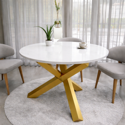 โต๊ะอาหารหินขาวล้วน รุ่น EMMA โต๊ะอาหารสไตล์มินิมอล โมเดิร์นหรู