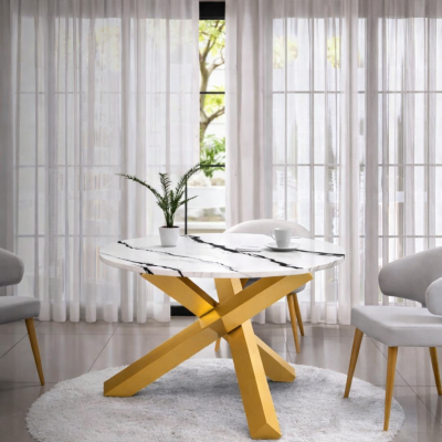 โต๊ะอาหารหินขาวล้วน รุ่น EMMA โต๊ะอาหารสไตล์มินิมอล โมเดิร์นหรู