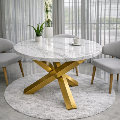 โต๊ะอาหารหินขาวล้วน รุ่น EMMA โต๊ะอาหารสไตล์มินิมอล โมเดิร์นหรู