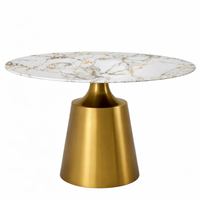 โต๊ะอาหารหินอ่อน Fiona | โต๊ะอาหารหรู ดีไซน์โมเดิร์น ขาทองพรีเมียม