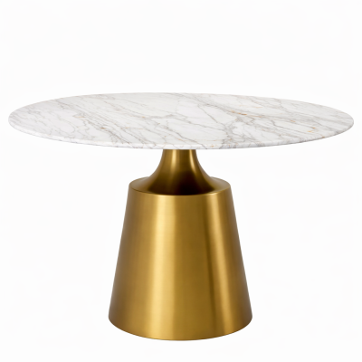 โต๊ะอาหารหินอ่อน Fiona | โต๊ะอาหารหรู ดีไซน์โมเดิร์น ขาทองพรีเมียม