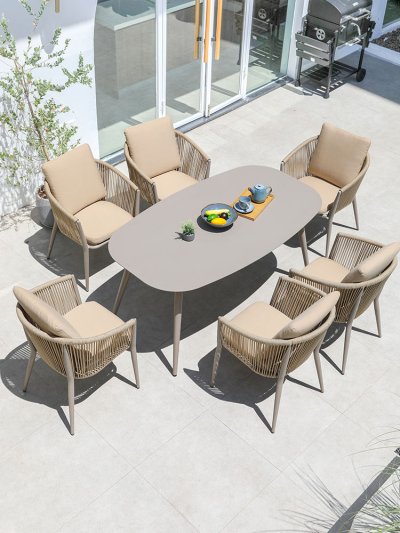 เก้าอี้หวายเทียมเบาะผ้า โครงอลูมิเนียม รุ่น Aura Cushion