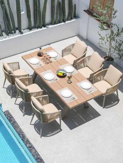 เก้าอี้หวายเทียมเบาะผ้า โครงอลูมิเนียม รุ่น Aura Cushion