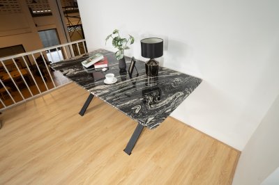 ALTAL Dining Table โต๊ะอาหาร ท็อปหินอ่อน ขาเหล็กสีดำ