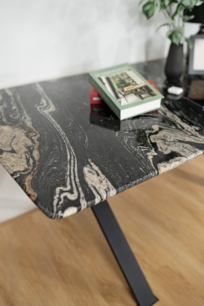 ATLAS Dining Table โต๊ะอาหารท็อปหินอ่อน ขาเหล็กสีดำ