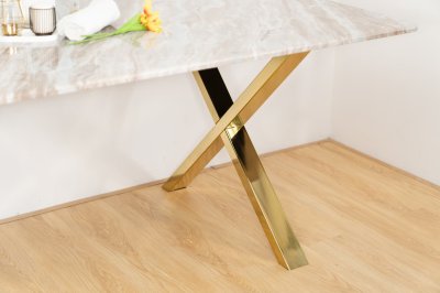 CARA Dining Table โต๊ะอาหารท็อปหินอ่อน ขาสแตนเลสสีทอง