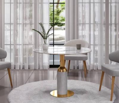 โต๊ะหินอ่อน Milada ฐานสแตนเลสทอง ท็อปหินสั่งทำได้