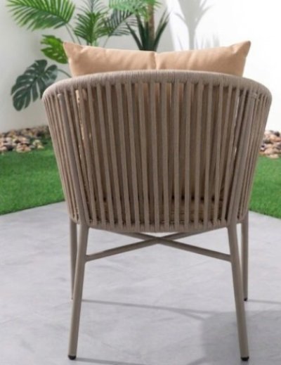 NOVA เก้าอี้พักผ่อนดีไซน์มินิมอล เบาะสีน้ำตาลอ่อน Earth Tone Rope Chair รุ่น Aura Cushion
