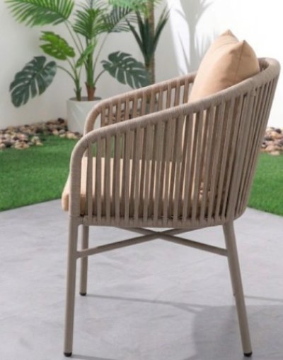 NOVA เก้าอี้พักผ่อนดีไซน์มินิมอล เบาะสีน้ำตาลอ่อน Earth Tone Rope Chair รุ่น Aura Cushion