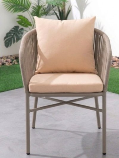 NOVA เก้าอี้พักผ่อนดีไซน์มินิมอล เบาะสีน้ำตาลอ่อน Earth Tone Rope Chair รุ่น Aura Cushion