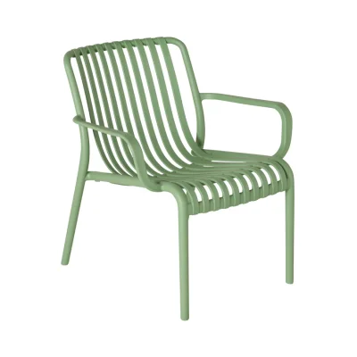 เก้าอี้พลาสติกมีพนักแขน รุ่น Verde Slat สีเขียว (Stackable Outdoor Chair)