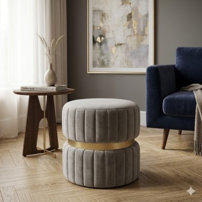 สตูลกำมะหยี่หรูหรา ดีไซน์ Modern Luxury ขอบทอง รหัส BR1016