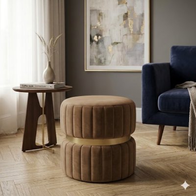 สตูลกำมะหยี่หรูหรา ดีไซน์ Modern Luxury ขอบทอง รหัส BR1016