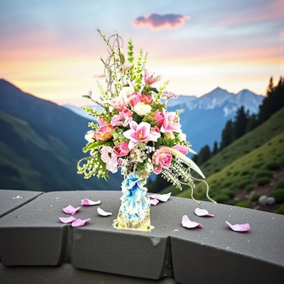 แจกันดอกไม้ประดิษฐ์ จัดสำเร็จ