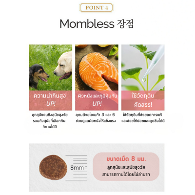 Mombless อาหารสุนัขเม็ดนิ่ม มัมเบลส รสแซลมอน (โปรตีน28%) ขนาด 1.2 kg