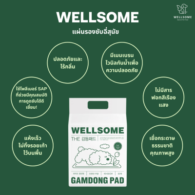 Wellsome GAMDONG Pad แผ่นรองฉี่สุนัข (50แผ่น)