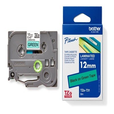 Brother เทปพิมพ์อักษร รุ่น TZE-731 12 มม. สีดำพื้นเขียว