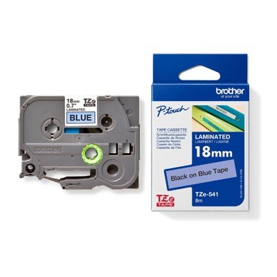 Brother เทปพิมพ์อักษร รุ่น TZE-541 สีดำ พื้นน้ำเงิน ขนาด 18 มม. x 8 เมตร