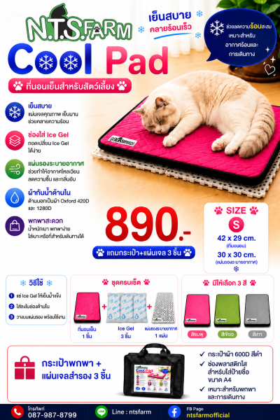 N.T.S.FARM Cool Pad ที่นอนเจลเย็นสำหรับสัตว์เลี้ยง