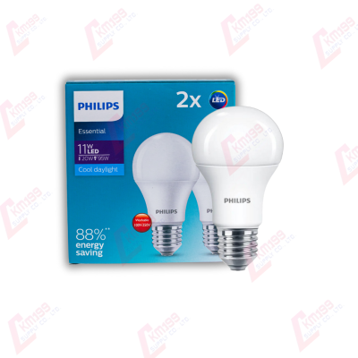 หลอดไฟ LED 11 วัตต์ Cool Daylight PHILIPS รุ่น ESS LEDBULB E27 (แพ็ค 2 หลอด)