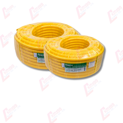 ท่ออ่อนลายลูกฟูกพีวีซี สีเหลือง ขนาด 1/2"