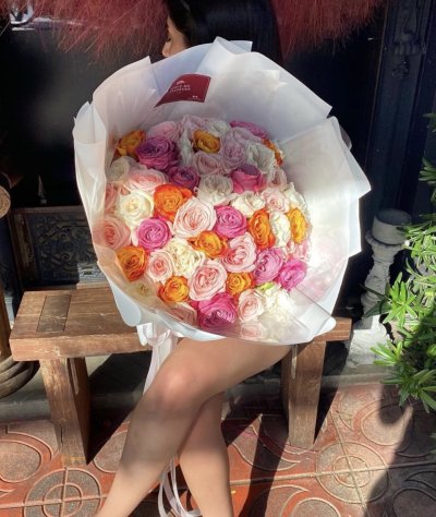 50 multicolor roses