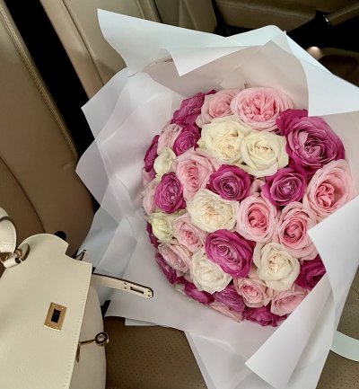 50 Shades of Pink Roses Bouquet - BEST SELLER