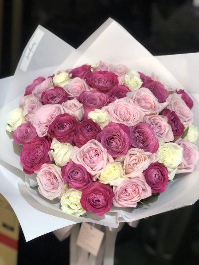 50 Shades of Pink Roses Bouquet - BEST SELLER