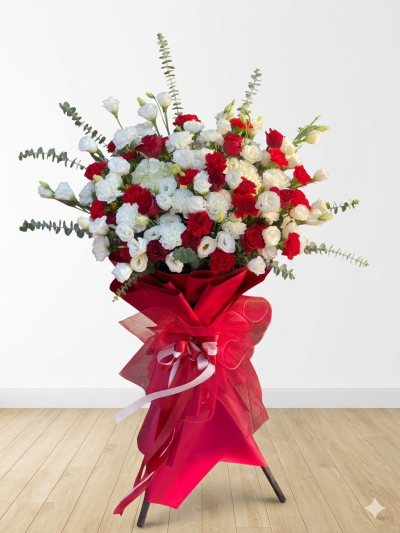 Floral Standee Red Tone สแตนด์ดอกไม้แสดงความยินดี