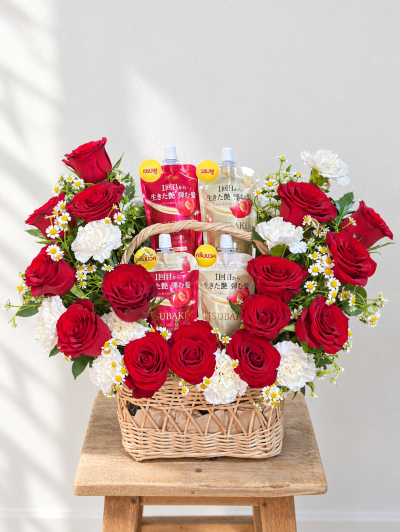 Luxury Red Tone Gift Basket For Tsubaki
