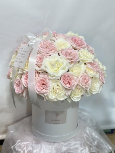 40 Roses - White and Pink FlowerBox