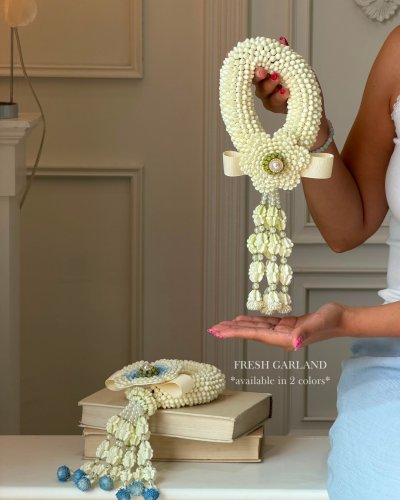 Luxe Pearl & Ribbon Modern Fresh Jasmine Garland