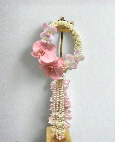 Modern Elegant Pink Orchid & Jasmine Fresh Garland