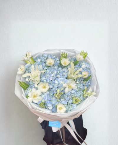 Ocean Breeze Hydrangea Lily Tulip Bouquet