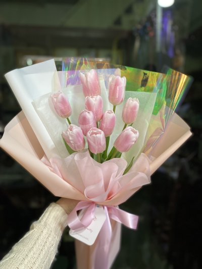 10 Pink Tulip Bouquet