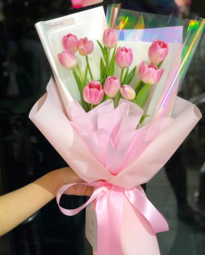 10 Pink Tulip Bouquet