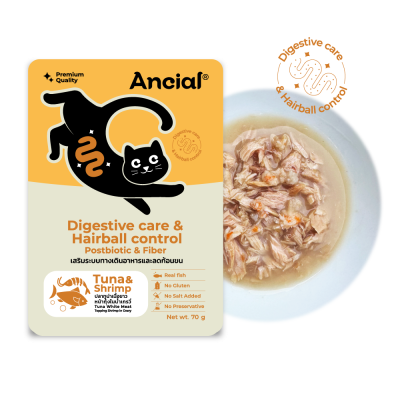 [1กล่อง] Tuna White Meat and Shrimp in Gravy : Digestive care and Hairball control