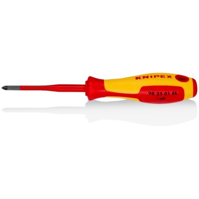 KNIPEX ไขควงกันไฟ แกนสลิม VDE 1000V หัว Pozidriv PZ1 x 80 มม. 982501SL (98 25 01 SL)