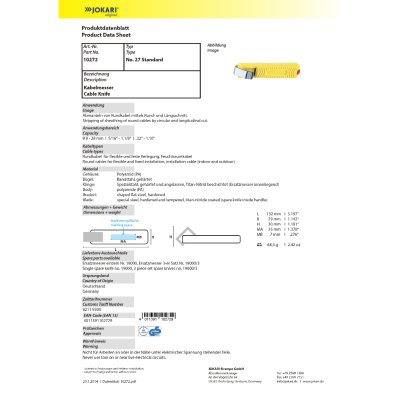 JOKARI คัตเตอร์ปอกเคเบิ้ล/ที่ปอกสายอเนกประสงค์ (เลือกรุ่น) No.16 (No.10162)/No.27 (No.10272)/No.28H (No.10282)/No.12 (No
