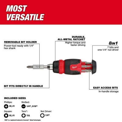 MILWAUKEE ไขควงด้ามฟรี 8IN1 48-22-2913