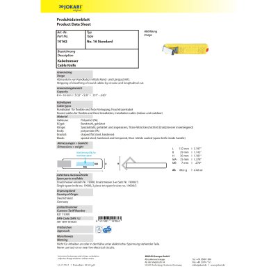 JOKARI คัตเตอร์ปอกเคเบิ้ล/ที่ปอกสายอเนกประสงค์ (เลือกรุ่น) No.16 (No.10162)/No.27 (No.10272)/No.28H (No.10282)/No.12 (No