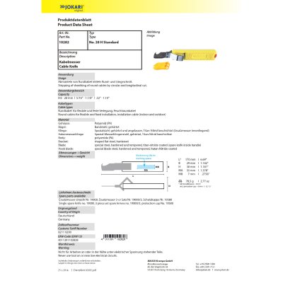 JOKARI คัตเตอร์ปอกเคเบิ้ล/ที่ปอกสายอเนกประสงค์ (เลือกรุ่น) No.16 (No.10162)/No.27 (No.10272)/No.28H (No.10282)/No.12 (No