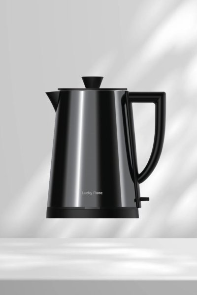 Black Stainless Steel Electric Kettle, 1.2-Liter Capacity