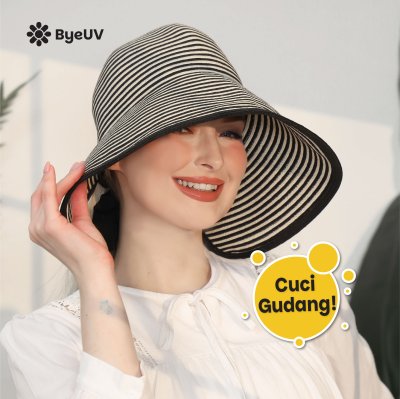 DEFECT SALE Topi Floppy Stripes Lipat Pantai Anti Panas
