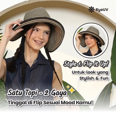 Topi Floppy Stripes Lipat Pantai Anti Panas